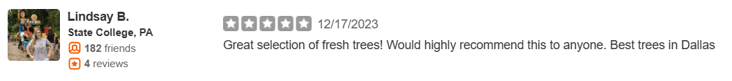 5 Star Review of Patton's Christmas Trees Dallas TX